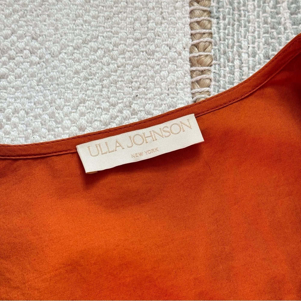 Ulla Johnson Rosalind Saffron Burnt Orange Long Puff Sleeves Mini Dress Size 10 - Picture 11 of 14